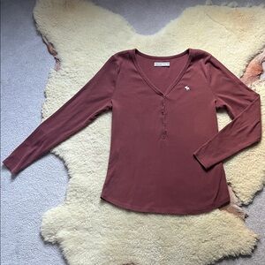 Abercrombie & Fitch long sleeve ribbed vneck tee, XL, VGUC